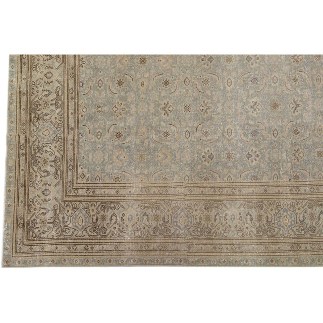 1900s, Antique Persian Agra Grey Handmade Wool Rug With Allover Design For Sale - Image 4 of 7