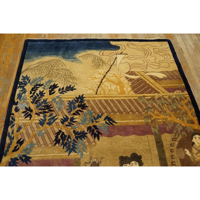 1920s Traditional Antique Artistic Chinese Scenic Pictorial Peking Area Rug For Sale - Image 4 of 9