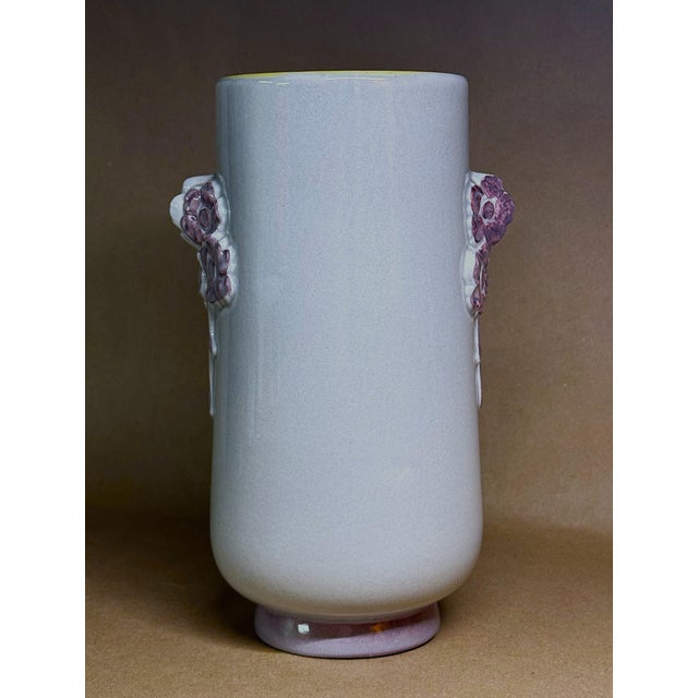 Mid-Century Modern 1940s 9 Inch Vase Hand-Painted and Mid-Century Modern For Sale - Image 3 of 6