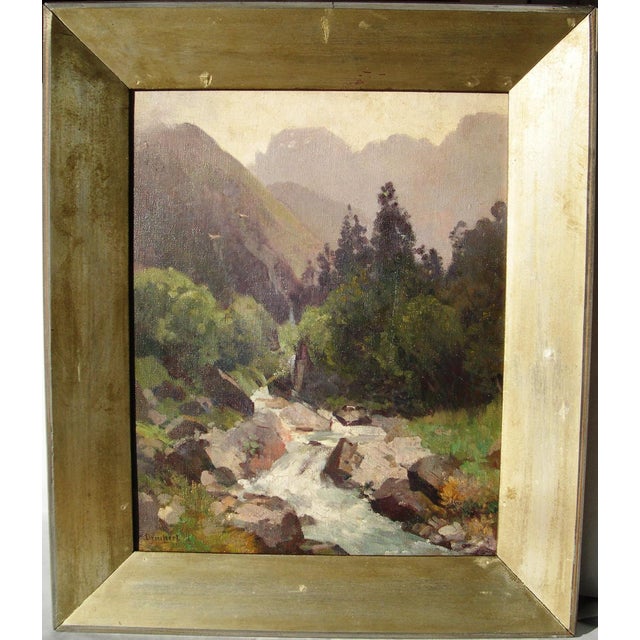 Heinrich Deuchert, Mountain Stream in the Alps, 1900s, Oil Painting on Canvas, Framed For Sale - Image 3 of 15