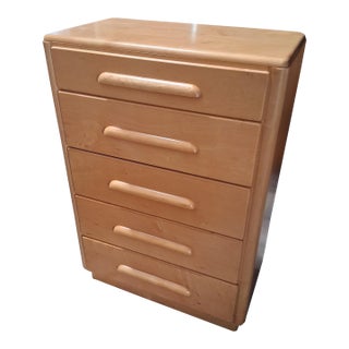 1950s Blonde Birch Five-Drawer Highboy Chest, Attributed to Heywood-Wakefield For Sale