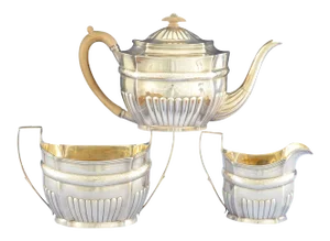 1802 English George III Hanna Northcote Sterling Silver Tea Set- 3 Pieces