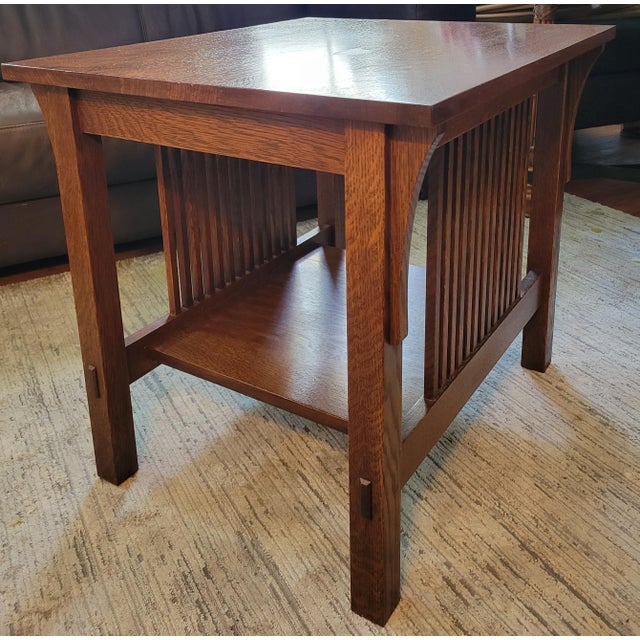 Auburn Stickley Mission Collection Oak Spindle Side Table For Sale - Image 8 of 10