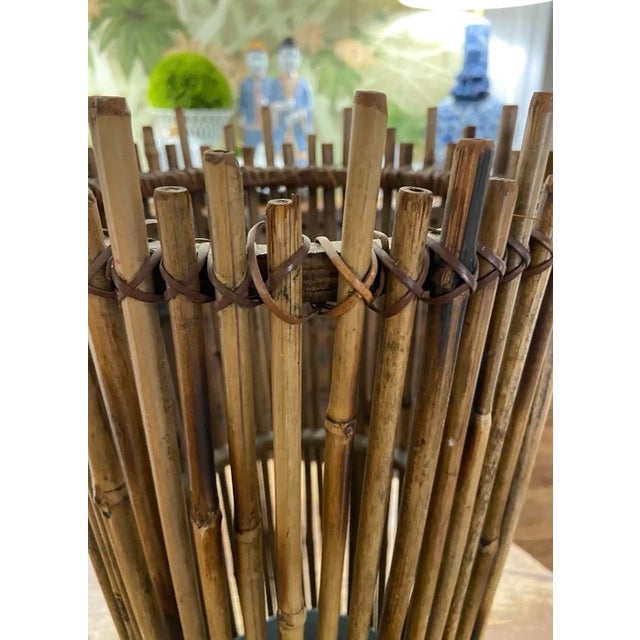 Fabulous vintage mid century rattan umbrella stand. Beautiful condition with a galvanized metal liner in the base. No...