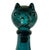 1960s Empoli Glass Cat Decanter Mid Century Modern Italian Teal Blue Art Glass Bottle With Stopper Retro Barware Decor For Sale In Atlanta - Image 6 of 7
