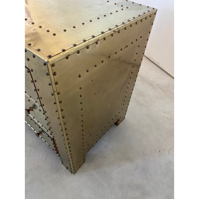 1980s Sarreid Style Brass Clad 3 Drawer Chest For Sale - Image 9 of 16