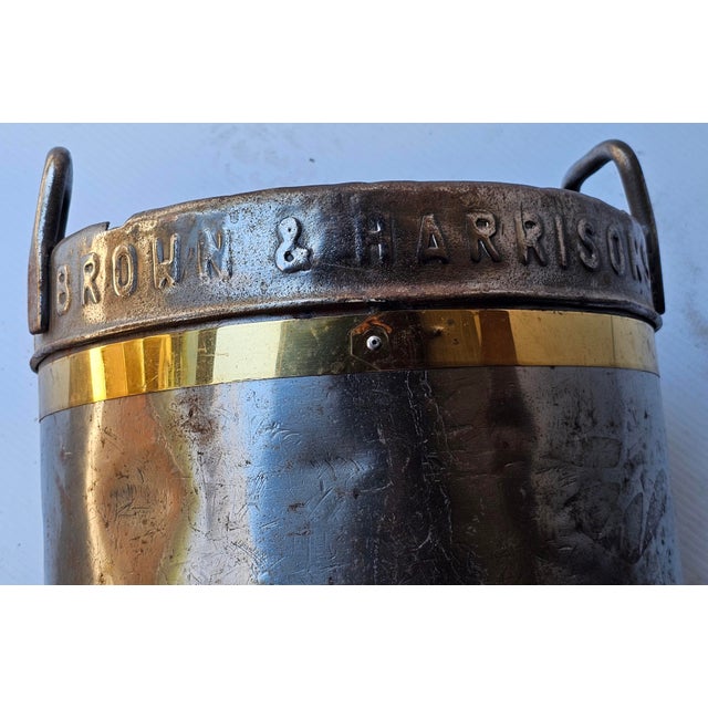 Early 20th Century Brown & Harrisons Southampton Brass Mounted Steel Bucket Planter For Sale In Washington DC - Image 6 of 9