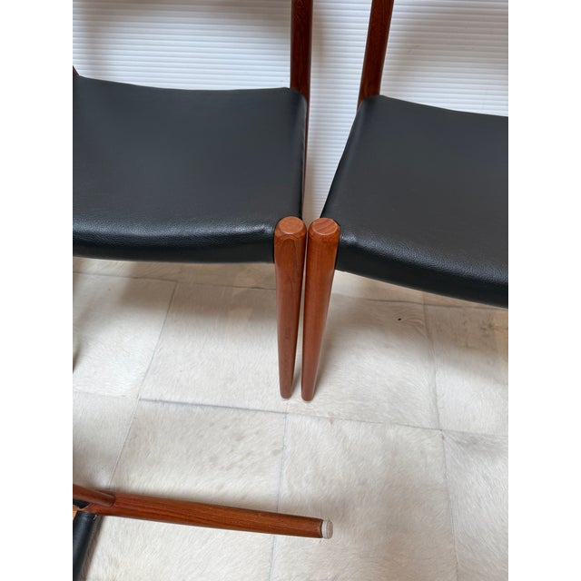 Black Niels Otto Møller for J. L. Møllers Model 75 Teak Side Chairs, Set of Four For Sale - Image 8 of 12