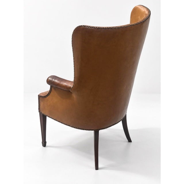 Campaign Mid 19th Century Napoleon III / Regency Leather Wing Chair For Sale - Image 3 of 9