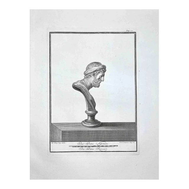 Ferdinando Campana, Profile of Ancient Roman Bust, Etching, Late 18th-Century For Sale