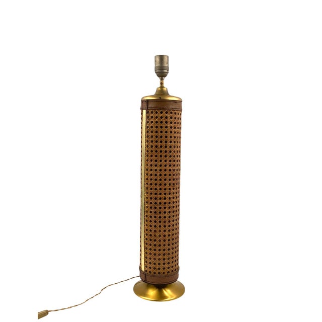Hollywood Regency Brass and Vienna Straw Lamp Base, Italy, 1970s For Sale - Image 10 of 14