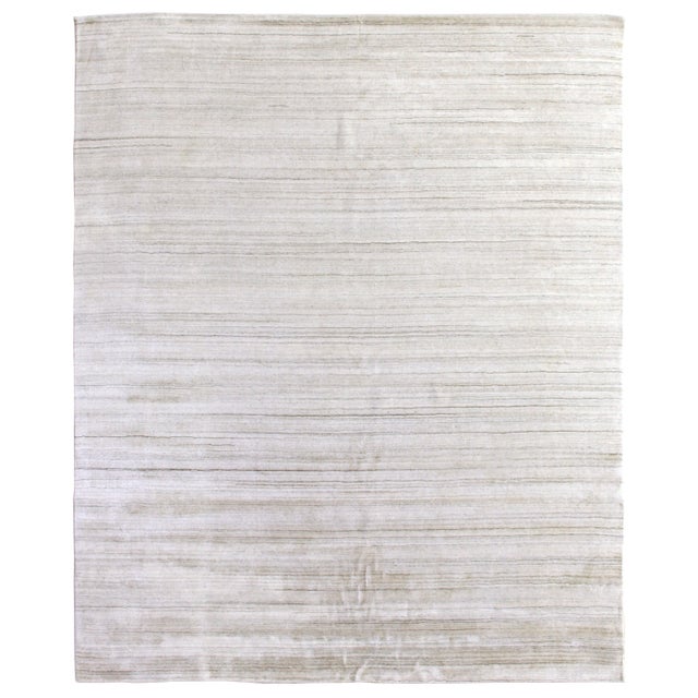 Exquisite Rugs Creil Hand loom Bamboo/Silk Ivory Rug-10'x14' For Sale - Image 9 of 9