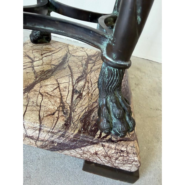 Brass Vintage Neoclassical - Style Brass & Marble Pedestal With Twisted Columns and Claw Feet For Sale - Image 8 of 12