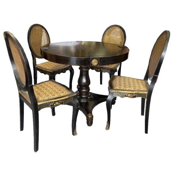 Vintage Neoclassical Style Round Pedestal Table With Brass Medallion Accents For Sale - Image 17 of 17