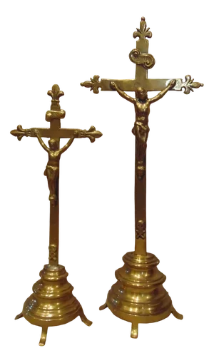 Pre-War Brass Crosses, 1920s, Set of 2