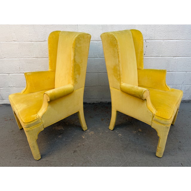 Mid 20th Century Pair of Vintage Hollywood Regency Style Wingback Armchairs by Beachley For Sale - Image 5 of 15