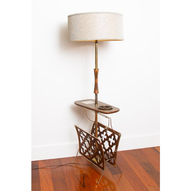 Mid-Century Modern Vintage Floor Lamp With Table and Magazine Rack For Sale - Image 3 of 7