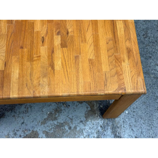 Modernist Butcher-Block Oak Side Table, Vintage For Sale - Image 4 of 12