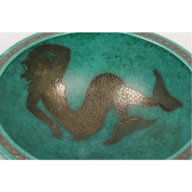 Ceramic Gustavsberg Argenta Mermaid Bowl by Wilhelm Kage For Sale - Image 7 of 9