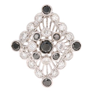 Roshe Jewels Diamond Ring, 2.13 Carats Black and White Diamond 14k White Gold, Size 7 For Sale