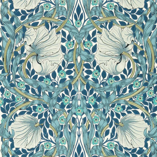 Morris & Co Pimpernel Wallpaper in Cobalt/Mineral - a Sample For Sale