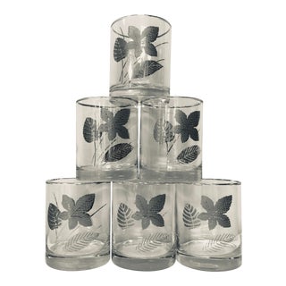 Mid-Century Libbey Silver Leave Glasses - Set of 6 For Sale