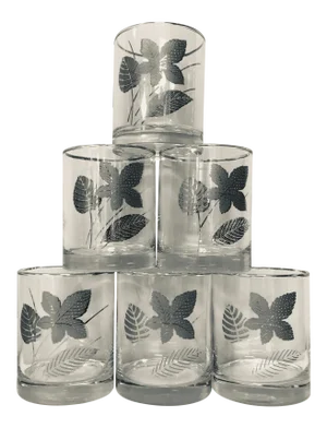 Mid-Century Libbey Silver Leave Glasses - Set of 6