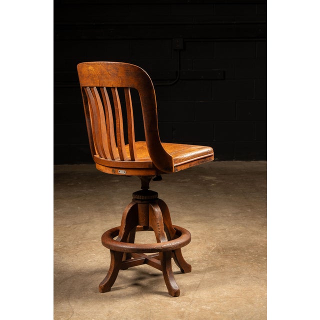 Early 20th Century Sikes Oak Adjustable Swivel Stool, C. 1930s For Sale - Image 5 of 12