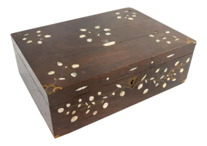 Antique Americana Folk Art Rosewood Writing Box