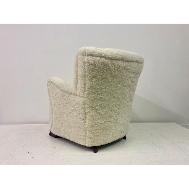 1950s Danish Lamb's Wool Armchair, 1950s For Sale - Image 5 of 14