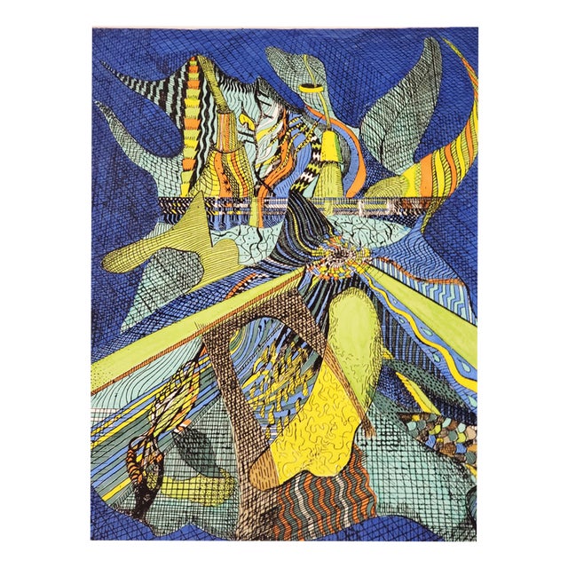 Everett Ball, Dream Tower in the Night, Lithograph Enhanced with Watercolor, 1975 For Sale