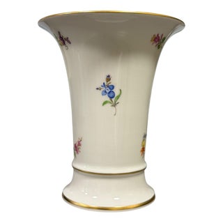 Porcelain Vase with Gilt Rim from Meissen, 1950s For Sale