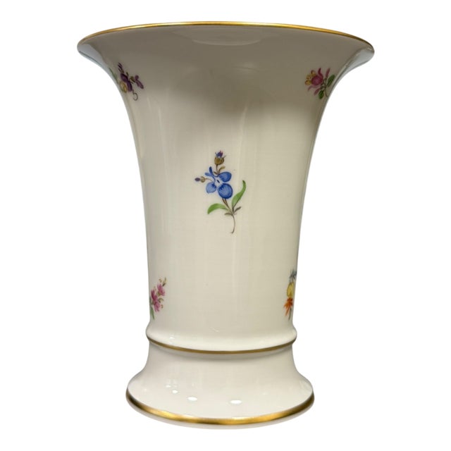 Porcelain Vase with Gilt Rim from Meissen, 1950s For Sale