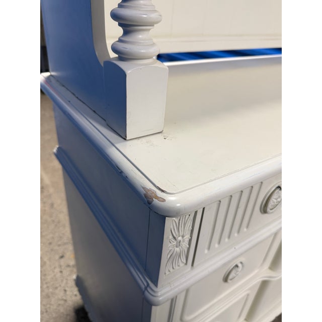 Thomasville Thomasville Painted Louis XVI Chest With Bookcase Hutch For Sale - Image 4 of 10
