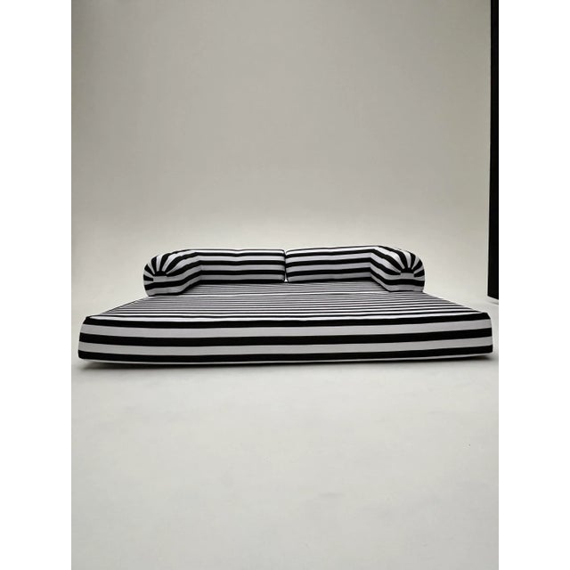 Black Vintage Black and White Striped Sofa Bed, 1980 For Sale - Image 8 of 10