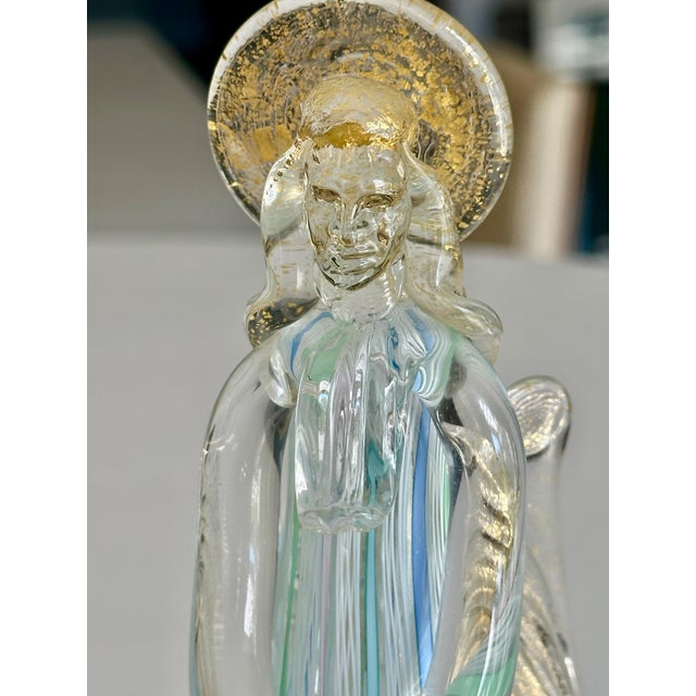Pair Murano Venetian Latticino & Gold Glass Angel Figurines For Sale - Image 9 of 12