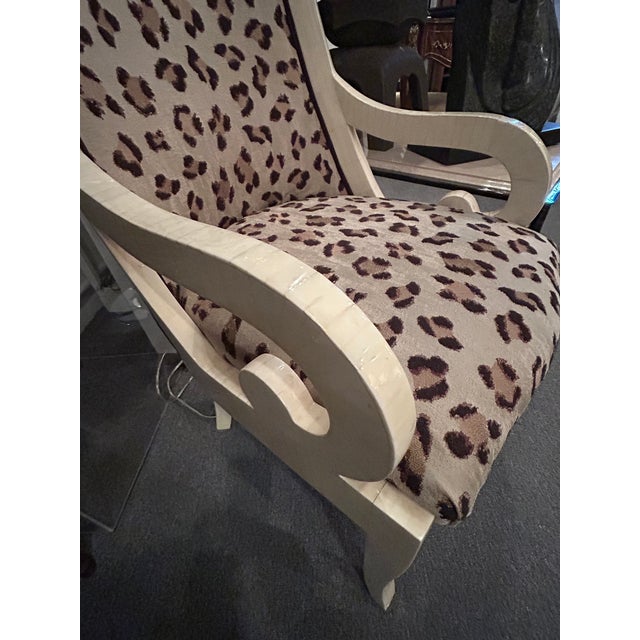 Tessellated Bone Armchair Reupholstered in Cheetah Print Scalamandre Fabric For Sale In Philadelphia - Image 6 of 15