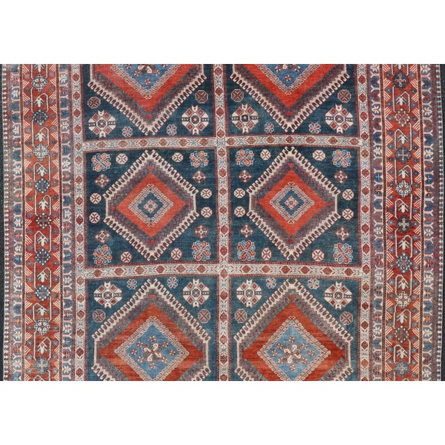 Textile Early 20th Century Antique Persian Shiraz Multi Medallions Rug With Geometric Design For Sale - Image 7 of 13