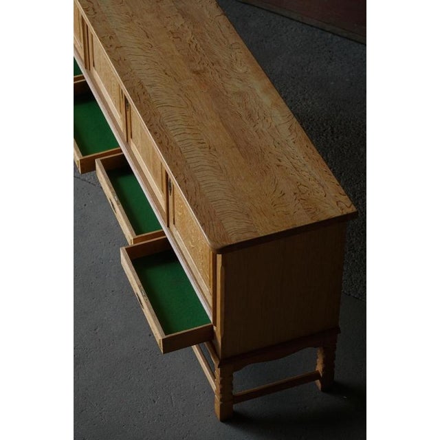 Mid-Century Brutalist Danish Sideboard in Oak by Henning Kjærnulf, 1960s For Sale - Image 11 of 18