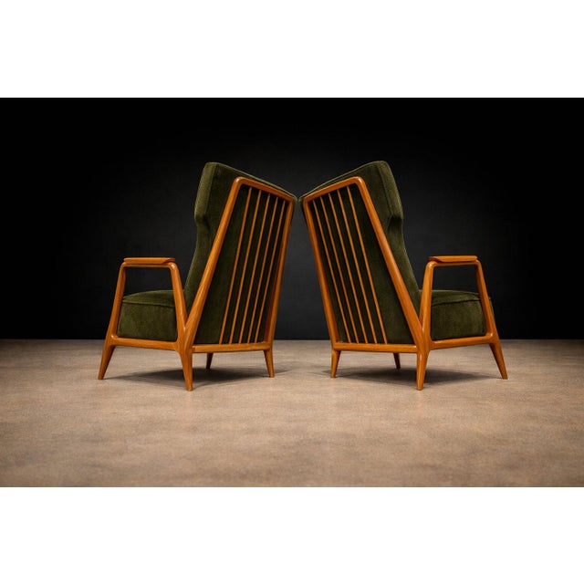 Pair of Armchairs in Pau Marfim & Olive Green Mohair, Giuseppe Scapinelli, Brazil, 1950s — Lot 196-584 For Sale - Image 9 of 17