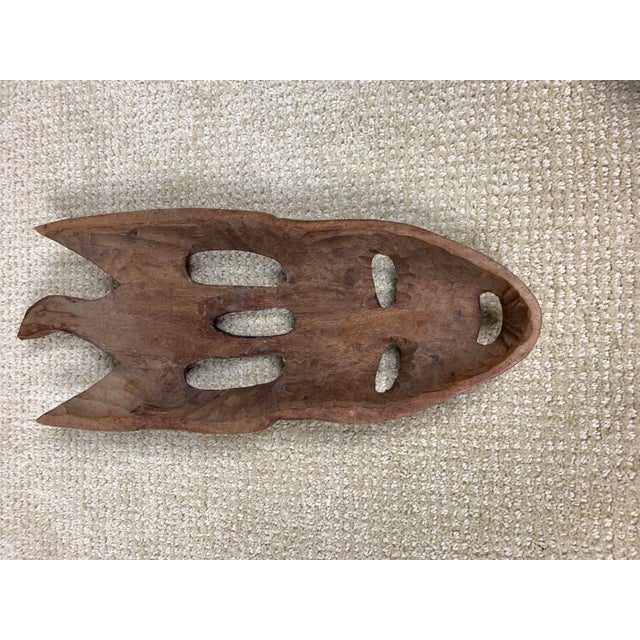 Early 20th Century Vintage Hand-Carved Wooden Wall Mask For Sale - Image 5 of 6