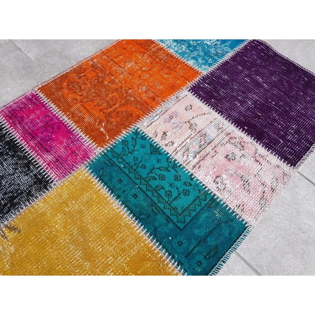 1960s Vintage Colourful Oushak Runner For Sale - Image 5 of 10