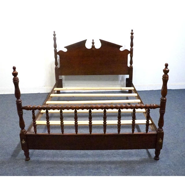 Broyhill Broyhill Furniture Solid Cherry Traditional Style Queen Size Pediment Bed 6595-66 For Sale - Image 4 of 11