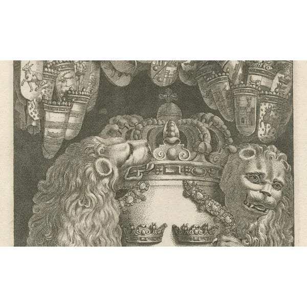 Jean Le Pautre, The Greater Coat of Arms of Sweden, 1669, Engraving on Paper For Sale - Image 3 of 6