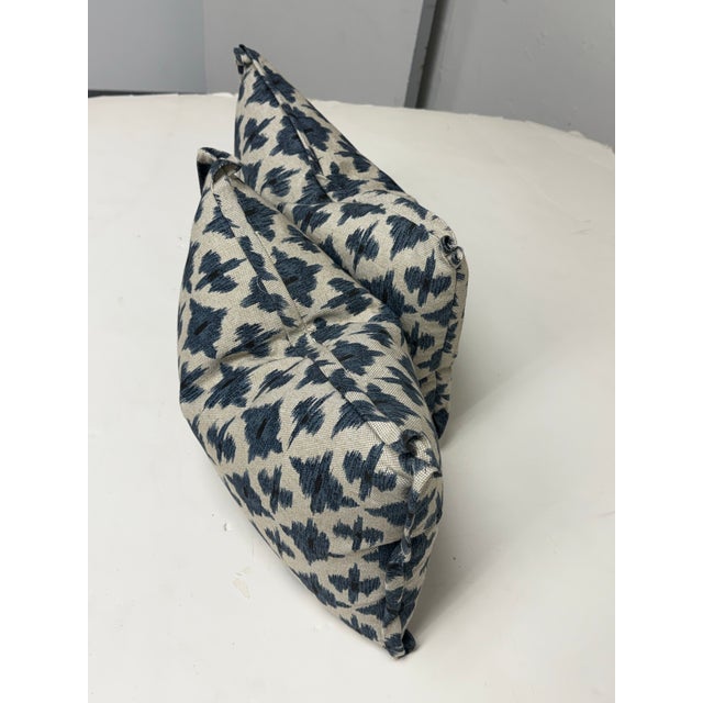 Bespoke Blue + Ivory Ikat Throw Pillows, Pair For Sale - Image 4 of 12