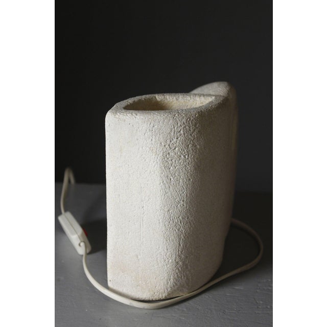 Mid-Century Modern Brutalist Carved Stone Lamp with Vase, 1970s For Sale - Image 9 of 13