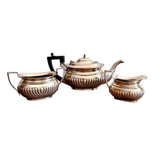 Antique Edwardian Silver Plate Tea Set, 1900, Set of 3 For Sale
