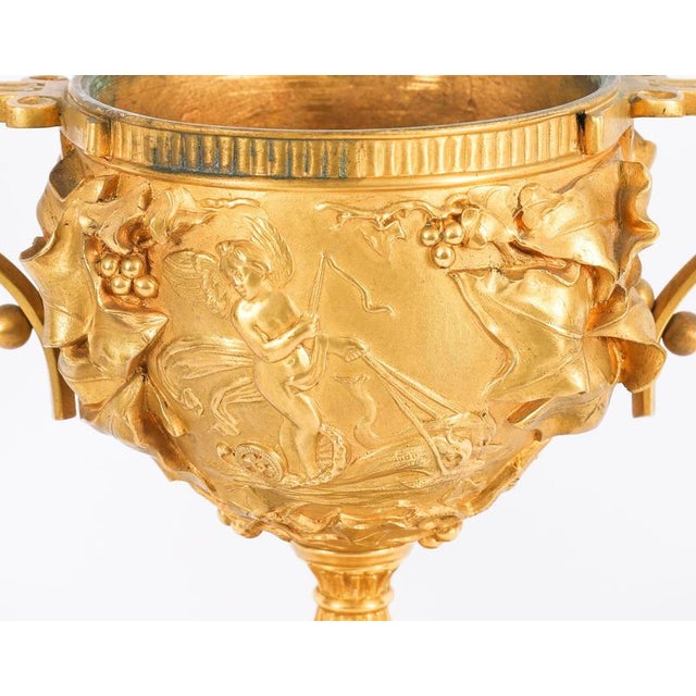 Antique Classical French Grand Tour Gilt Bronze Urns, Set of 2 For Sale - Image 15 of 18