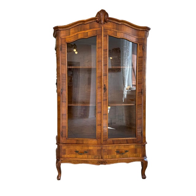 Baroque Display Cabinet with Inlaid Walnut Wood, 1980s For Sale