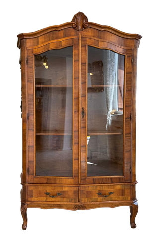 Baroque Display Cabinet with Inlaid Walnut Wood, 1980s